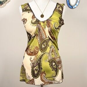 Y2K Green Paisley Tank